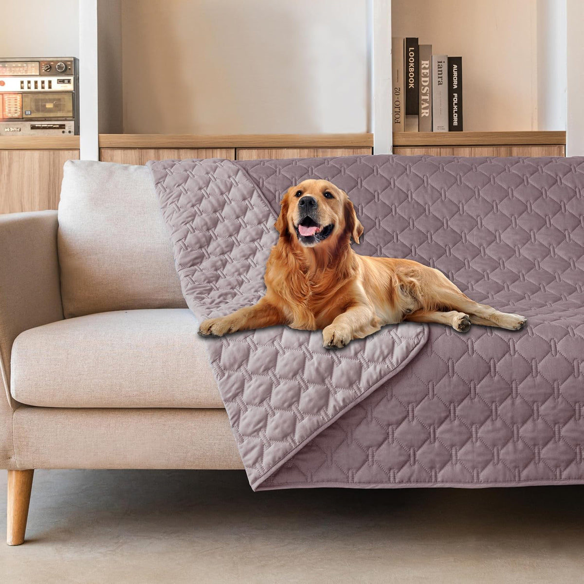 100% Double-Sided Waterproof Dog Bed Cover Pet Blanket Sofa Couch Furniture Protector for Puppy Large Dog Cat, Reversible (68x82 Inch (Pack of 1), Dark Grey/Light Grey) - Colors B