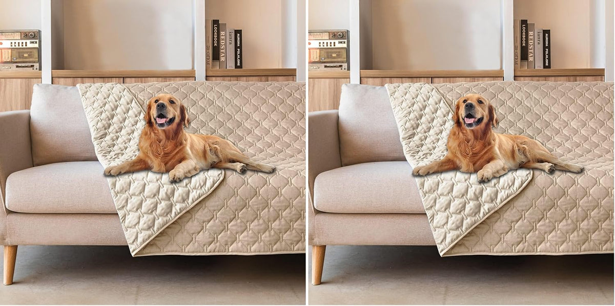 100% Double-Sided Waterproof Dog Bed Cover Pet Blanket Sofa Couch Furniture Protector for Puppy Large Dog Cat, Reversible (68x82 Inch (Pack of 1), Dark Grey/Light Grey) - Colors B