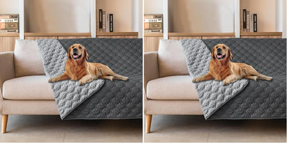 100% Double-Sided Waterproof Dog Bed Cover Pet Blanket Sofa Couch Furniture Protector for Puppy Large Dog Cat, Reversible (68x82 Inch (Pack of 1), Dark Grey/Light Grey) - Colors B