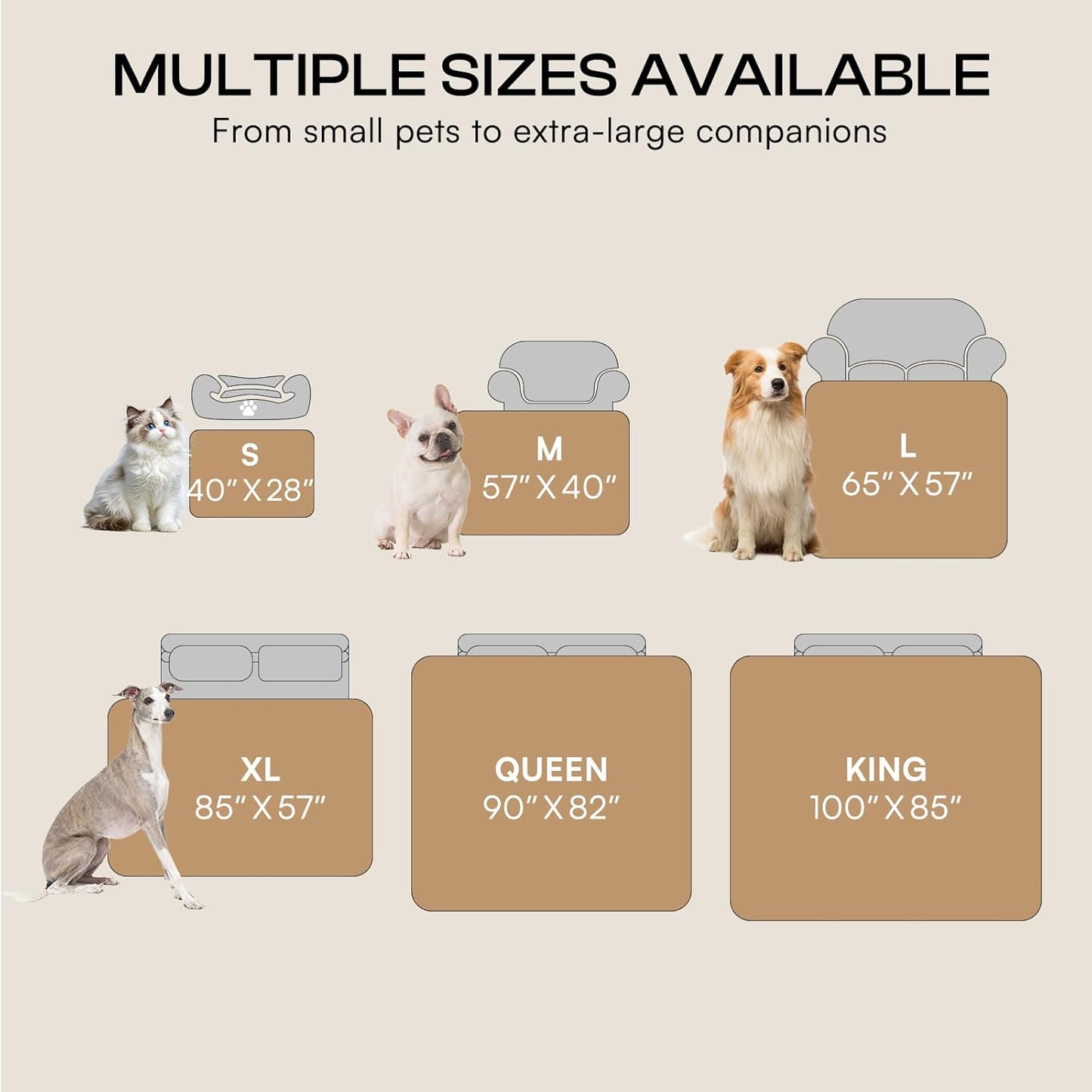 Luciphia Waterproof Pet Blanket, Liquid Pee Proof Dog Blankets for Sofa Bed Couch, Reversible Sherpa Fleece Furniture Protector Cover for Small Medium Large Dogs Cats,Khaki X-Large（85" x 57"）