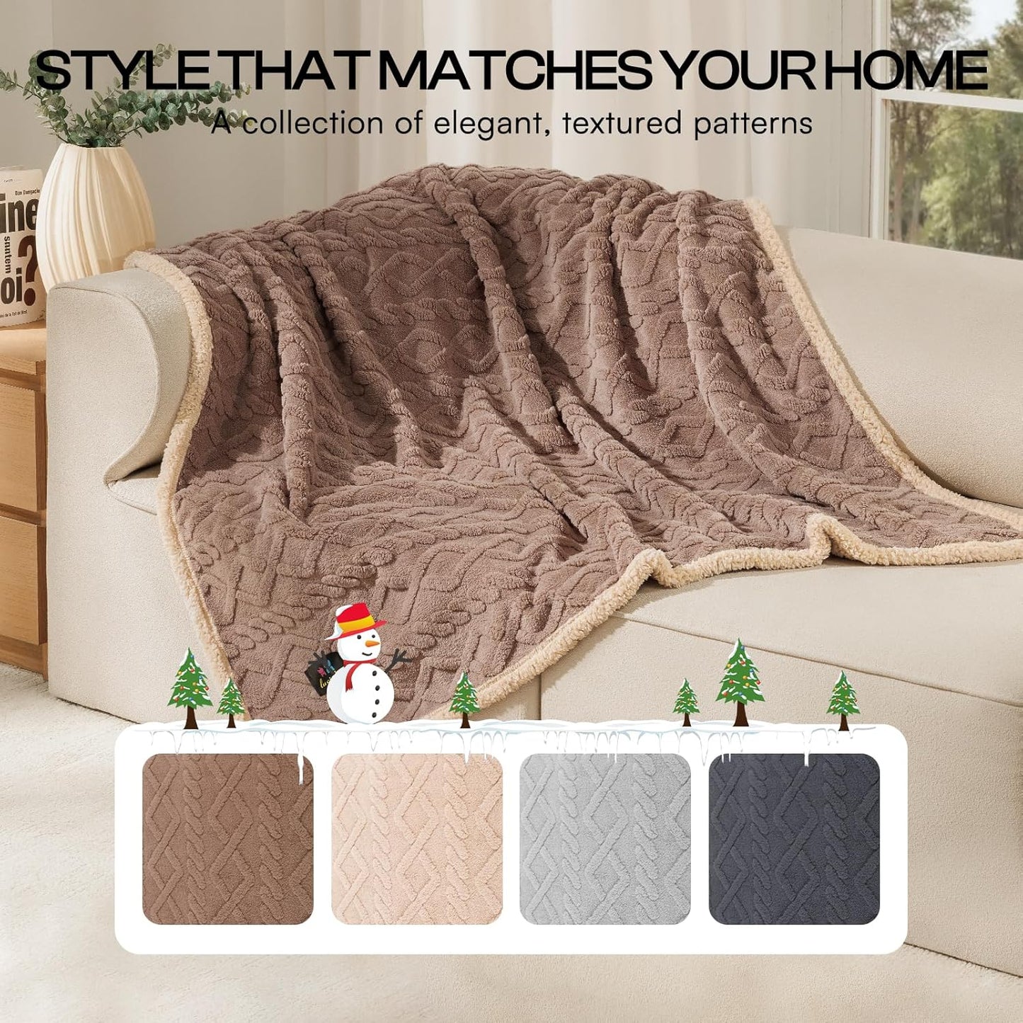 Luciphia Waterproof Pet Blanket, Liquid Pee Proof Dog Blankets for Sofa Bed Couch, Reversible Sherpa Fleece Furniture Protector Cover for Small Medium Large Dogs Cats,Khaki X-Large（85" x 57"）