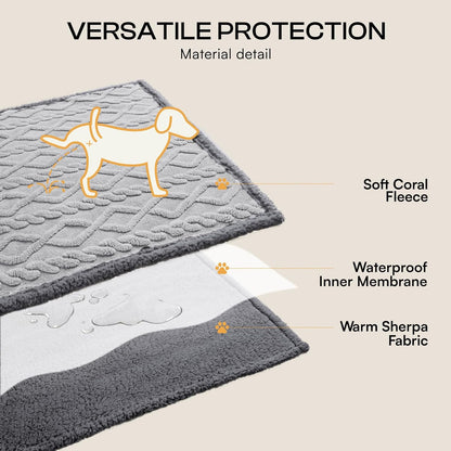Luciphia Waterproof Pet Blanket, Liquid Pee Proof Dog Blankets for Sofa Bed Couch, Reversible Sherpa Fleece Furniture Protector Cover for Small Medium Large Dogs Cats,Khaki X-Large（85" x 57"）