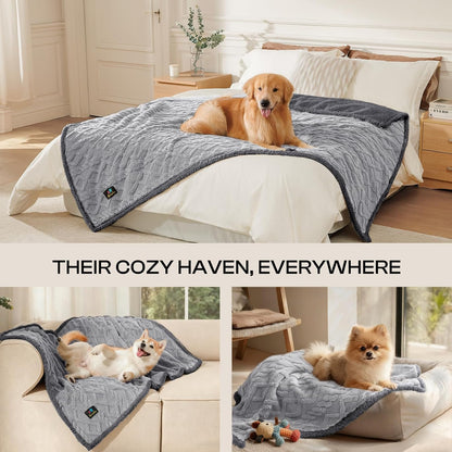 Luciphia Waterproof Pet Blanket, Liquid Pee Proof Dog Blankets for Sofa Bed Couch, Reversible Sherpa Fleece Furniture Protector Cover for Small Medium Large Dogs Cats,Khaki X-Large（85" x 57"）