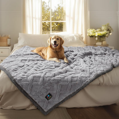 Luciphia Waterproof Pet Blanket, Liquid Pee Proof Dog Blankets for Sofa Bed Couch, Reversible Sherpa Fleece Furniture Protector Cover for Small Medium Large Dogs Cats,Khaki X-Large（85" x 57"）