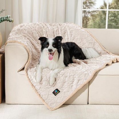 Luciphia Waterproof Pet Blanket, Liquid Pee Proof Dog Blankets for Sofa Bed Couch, Reversible Sherpa Fleece Furniture Protector Cover for Small Medium Large Dogs Cats,Khaki X-Large（85" x 57"）