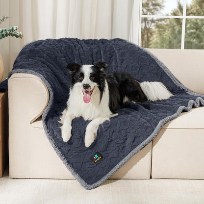 Luciphia Waterproof Pet Blanket, Liquid Pee Proof Dog Blankets for Sofa Bed Couch, Reversible Sherpa Fleece Furniture Protector Cover for Small Medium Large Dogs Cats,Khaki X-Large（85" x 57"）