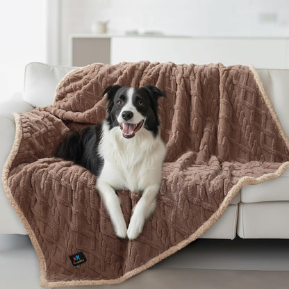 Luciphia Waterproof Pet Blanket, Liquid Pee Proof Dog Blankets for Sofa Bed Couch, Reversible Sherpa Fleece Furniture Protector Cover for Small Medium Large Dogs Cats,Khaki X-Large（85" x 57"）