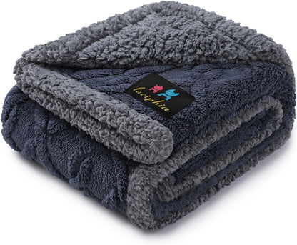 Luciphia Waterproof Pet Blanket, Liquid Pee Proof Dog Blankets for Sofa Bed Couch, Reversible Sherpa Fleece Furniture Protector Cover for Small Medium Large Dogs Cats,Khaki X-Large（85" x 57"）