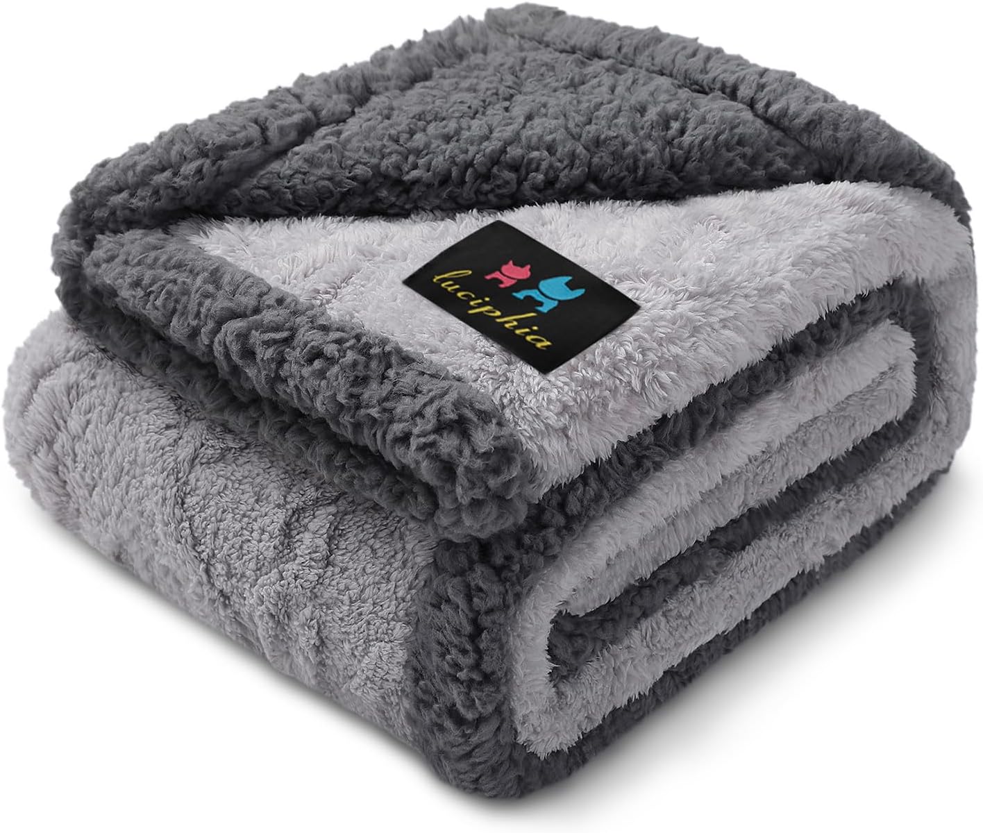 Luciphia Waterproof Pet Blanket, Liquid Pee Proof Dog Blankets for Sofa Bed Couch, Reversible Sherpa Fleece Furniture Protector Cover for Small Medium Large Dogs Cats,Khaki X-Large（85" x 57"）