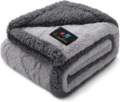 Luciphia Waterproof Pet Blanket, Liquid Pee Proof Dog Blankets for Sofa Bed Couch, Reversible Sherpa Fleece Furniture Protector Cover for Small Medium Large Dogs Cats,Khaki X-Large（85" x 57"）
