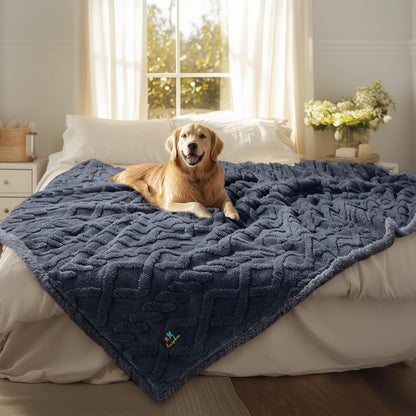 Luciphia Waterproof Pet Blanket, Liquid Pee Proof Dog Blankets for Sofa Bed Couch, Reversible Sherpa Fleece Furniture Protector Cover for Small Medium Large Dogs Cats,Khaki X-Large（85" x 57"）