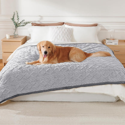 Luciphia Waterproof Pet Blanket, Liquid Pee Proof Dog Blankets for Sofa Bed Couch, Reversible Sherpa Fleece Furniture Protector Cover for Small Medium Large Dogs Cats,Khaki X-Large（85" x 57"）