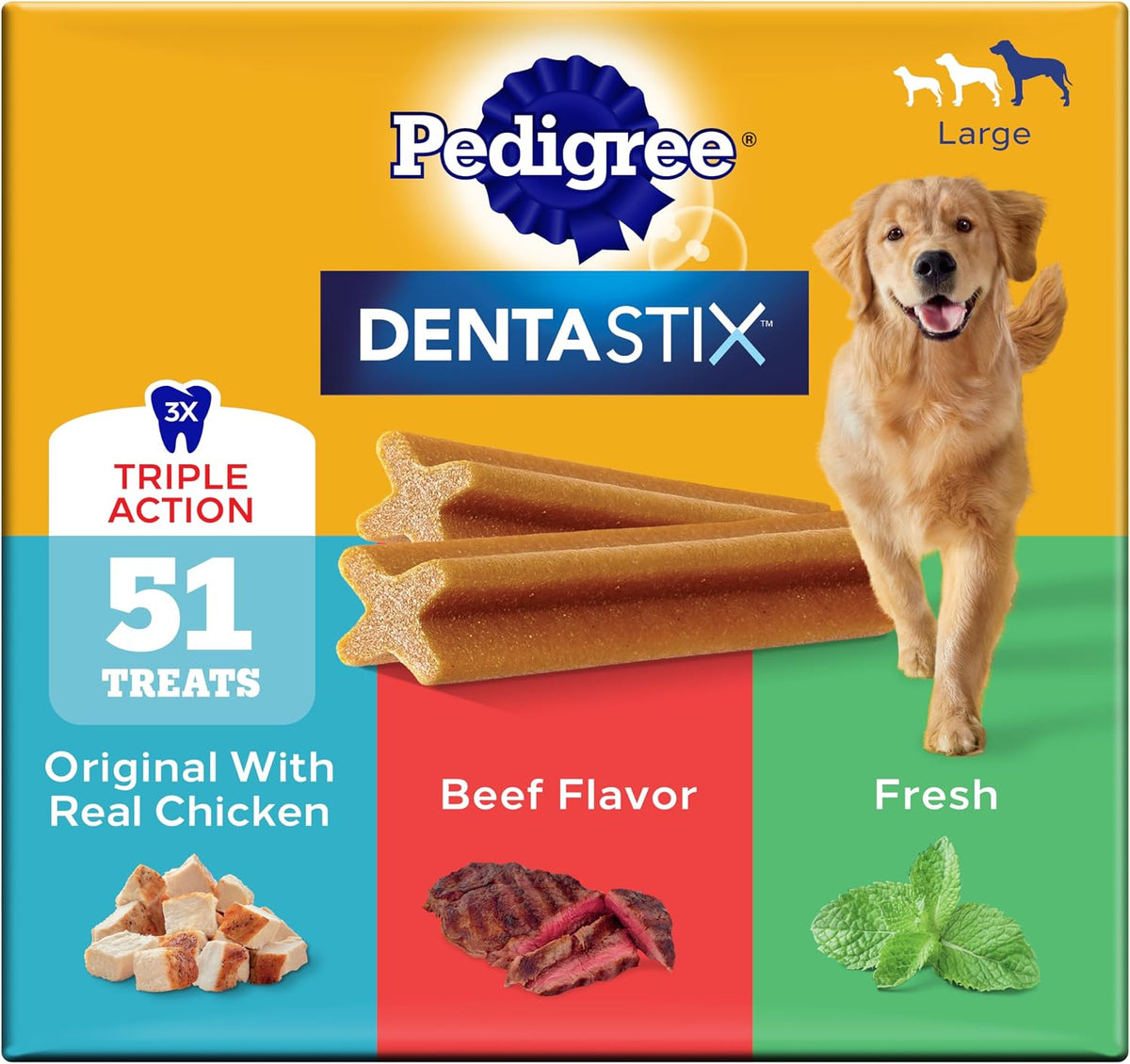 Dentastix Large Breed Dental Dog Treats, Fresh