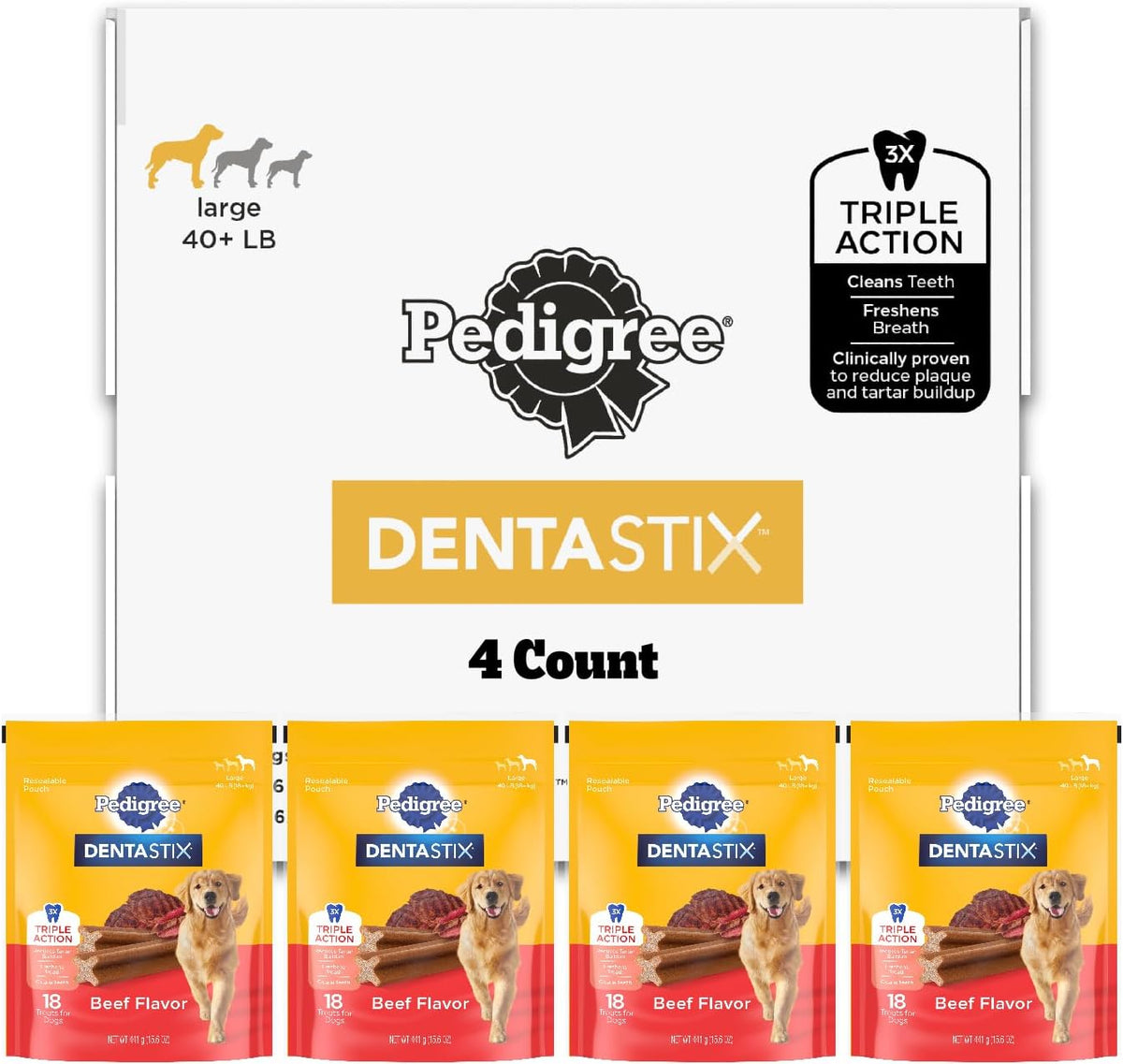 Dentastix Large Breed Dental Dog Treats, Fresh