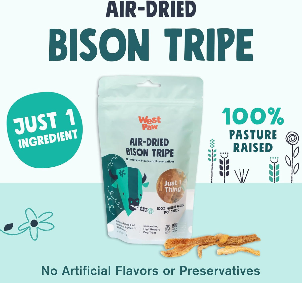 Air-Dried Single Ingredient Beef Lung Dog Treats – 100% Pasture-Raised, High-Protein, All-Natural Chews – Made in USA – Nutrient-Rich, Easily Breakable, Grain-Free