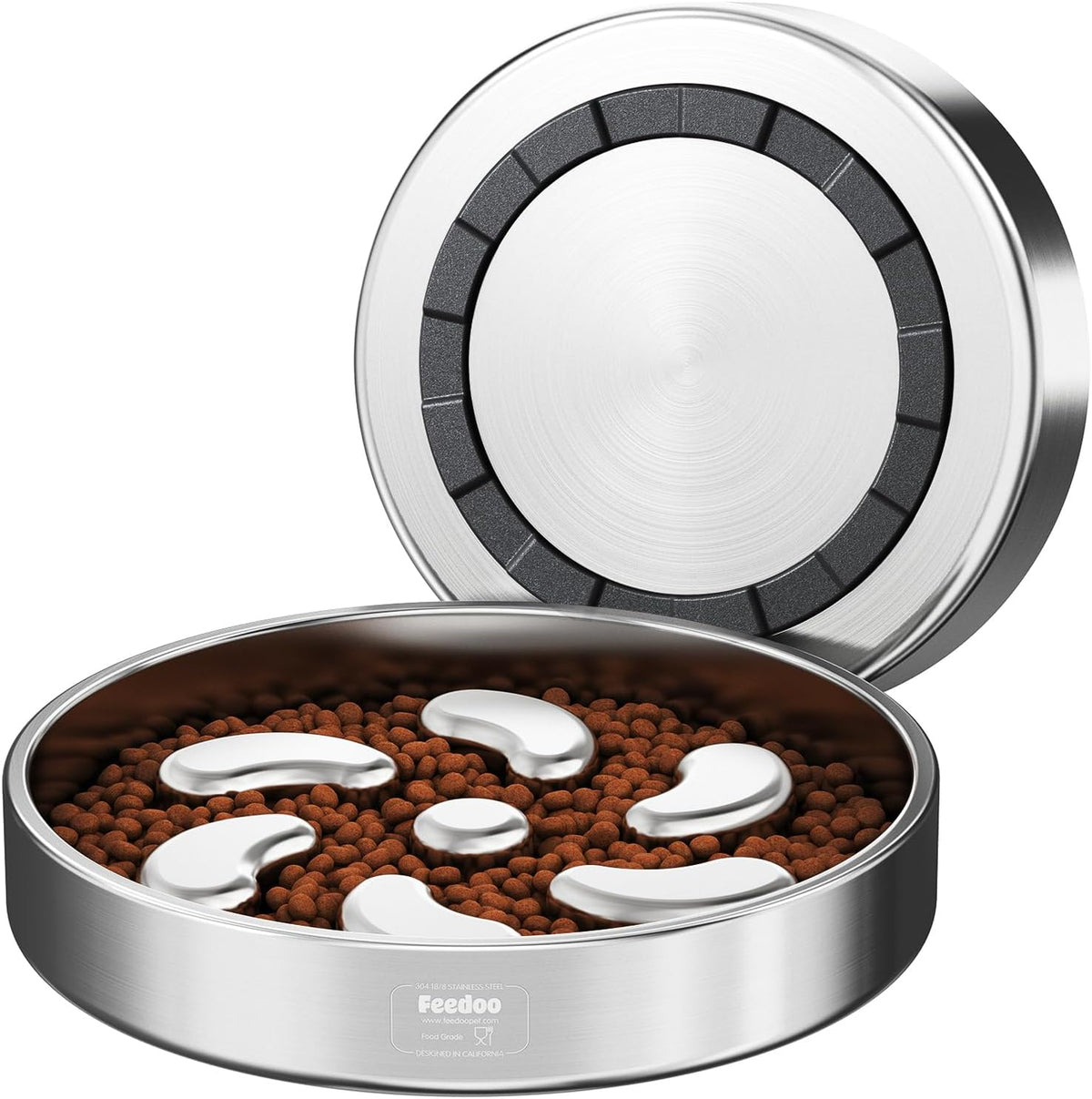Slow Feeder Dog Bowl-1Cup for Small Puppy, Double-Layer 304 Stainless Steel Puzzle Bowl, Anti-Choking for Fast Eaters, Heavy-Duty Non-Slip Base, Dishwasher Safe
