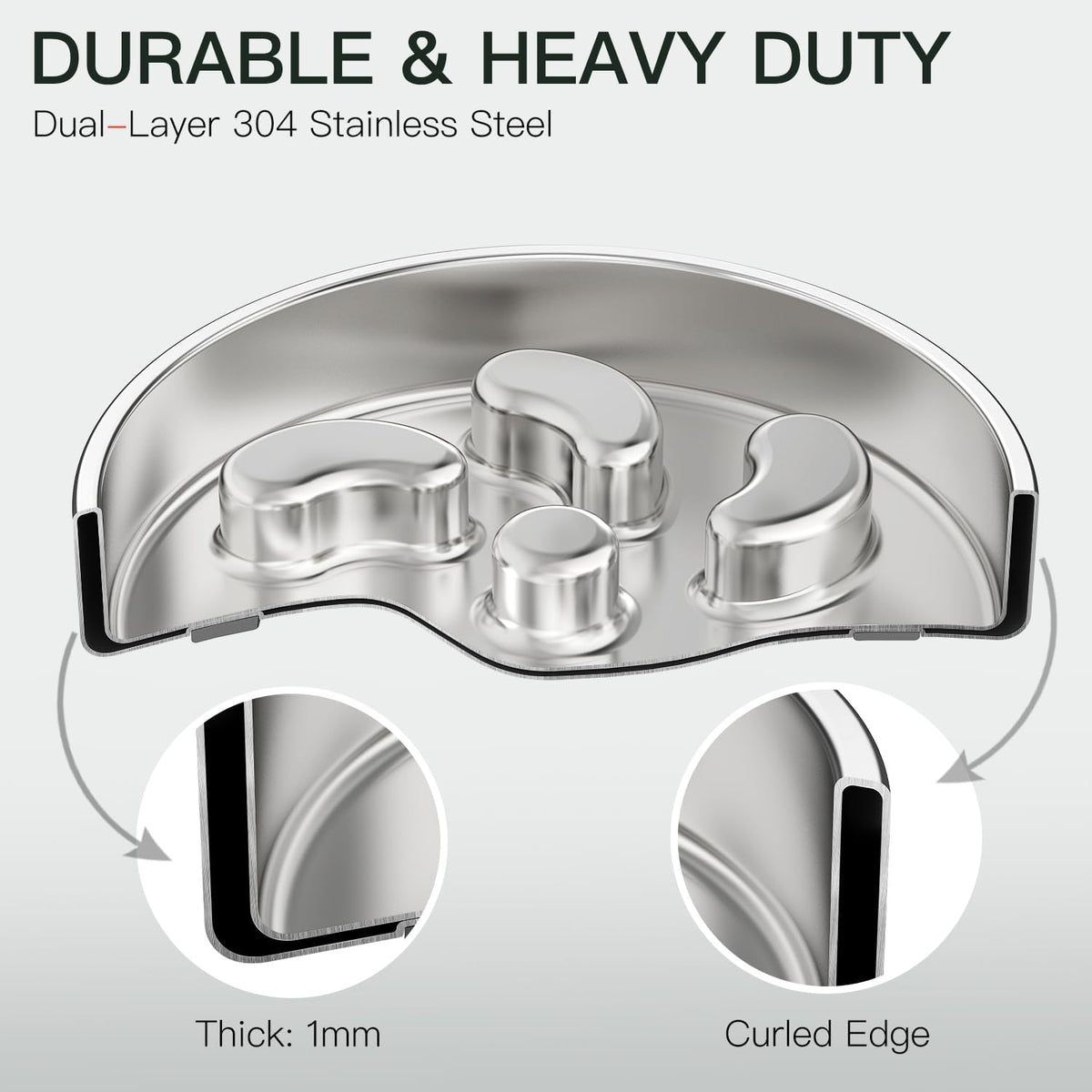 Slow Feeder Dog Bowl-1Cup for Small Puppy, Double-Layer 304 Stainless Steel Puzzle Bowl, Anti-Choking for Fast Eaters, Heavy-Duty Non-Slip Base, Dishwasher Safe