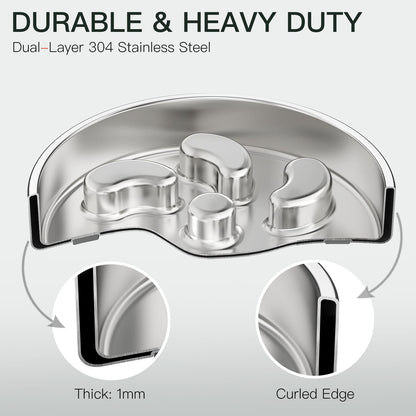 Slow Feeder Dog Bowl-1Cup for Small Puppy, Double-Layer 304 Stainless Steel Puzzle Bowl, Anti-Choking for Fast Eaters, Heavy-Duty Non-Slip Base, Dishwasher Safe