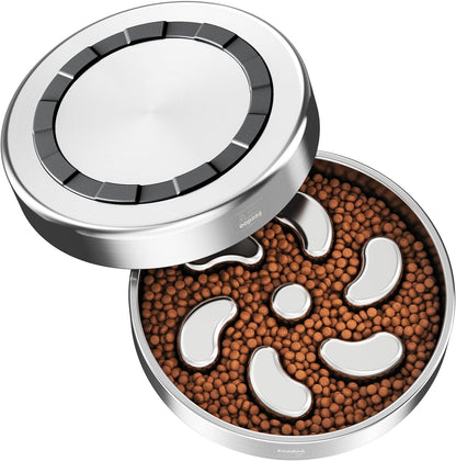 Slow Feeder Dog Bowl-1Cup for Small Puppy, Double-Layer 304 Stainless Steel Puzzle Bowl, Anti-Choking for Fast Eaters, Heavy-Duty Non-Slip Base, Dishwasher Safe