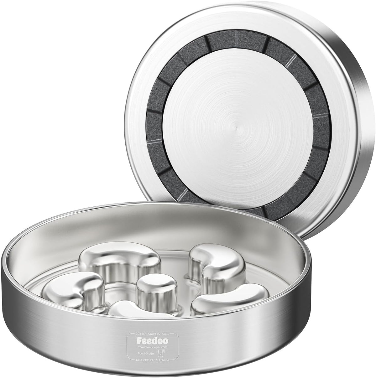 Slow Feeder Dog Bowl-1Cup for Small Puppy, Double-Layer 304 Stainless Steel Puzzle Bowl, Anti-Choking for Fast Eaters, Heavy-Duty Non-Slip Base, Dishwasher Safe
