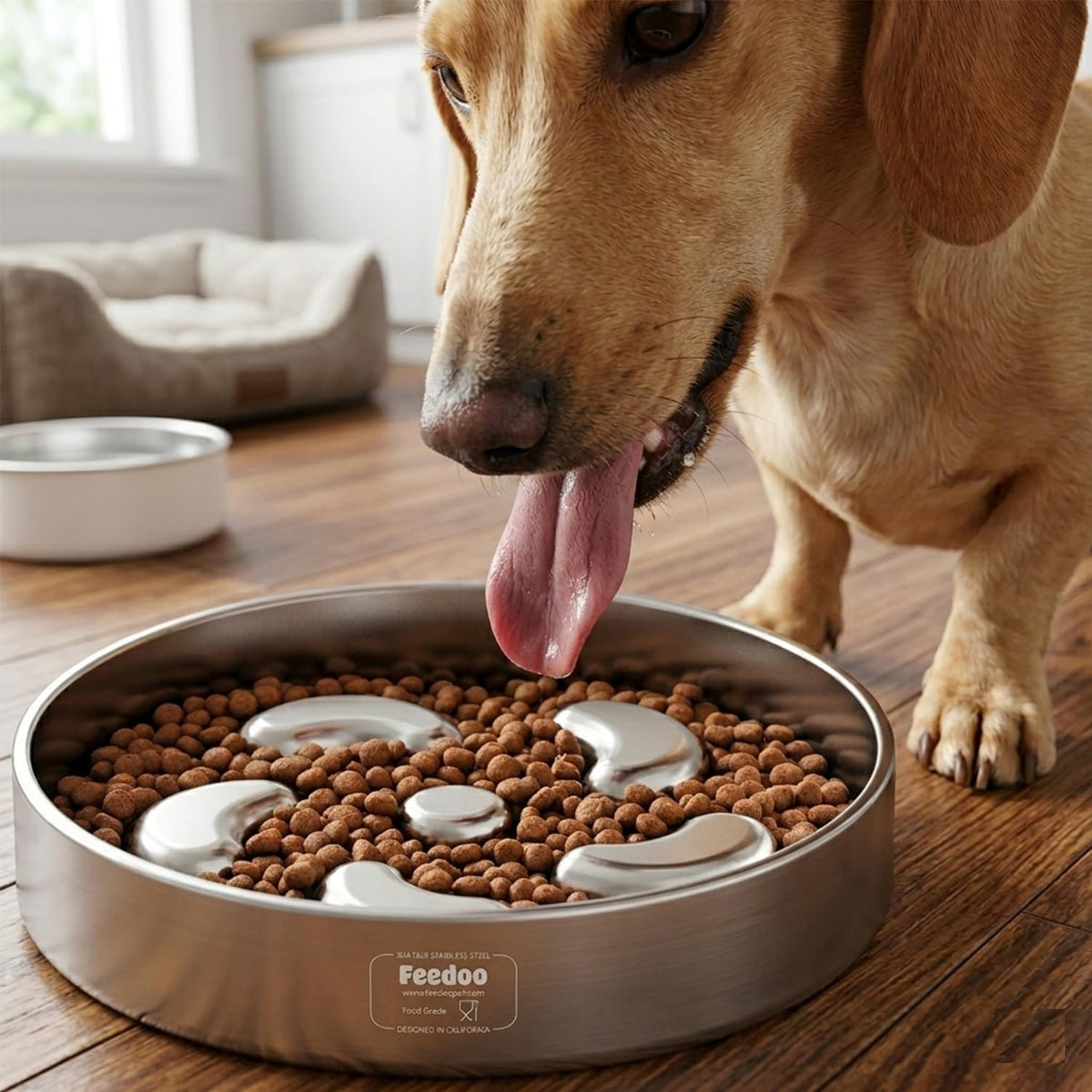 Slow Feeder Dog Bowl-1Cup for Small Puppy, Double-Layer 304 Stainless Steel Puzzle Bowl, Anti-Choking for Fast Eaters, Heavy-Duty Non-Slip Base, Dishwasher Safe