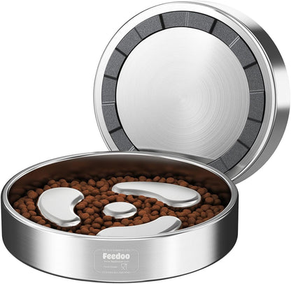 Slow Feeder Dog Bowl-1Cup for Small Puppy, Double-Layer 304 Stainless Steel Puzzle Bowl, Anti-Choking for Fast Eaters, Heavy-Duty Non-Slip Base, Dishwasher Safe