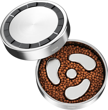 Slow Feeder Dog Bowl-1Cup for Small Puppy, Double-Layer 304 Stainless Steel Puzzle Bowl, Anti-Choking for Fast Eaters, Heavy-Duty Non-Slip Base, Dishwasher Safe