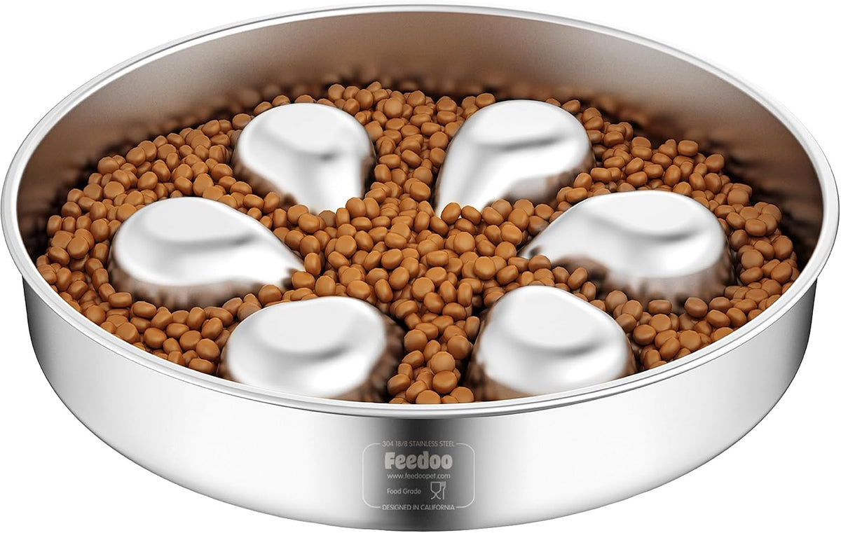 Slow Feeder Dog Bowl-1Cup for Small Puppy, Double-Layer 304 Stainless Steel Puzzle Bowl, Anti-Choking for Fast Eaters, Heavy-Duty Non-Slip Base, Dishwasher Safe