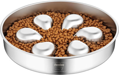 Slow Feeder Dog Bowl-1Cup for Small Puppy, Double-Layer 304 Stainless Steel Puzzle Bowl, Anti-Choking for Fast Eaters, Heavy-Duty Non-Slip Base, Dishwasher Safe