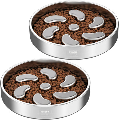 Slow Feeder Dog Bowl-1Cup for Small Puppy, Double-Layer 304 Stainless Steel Puzzle Bowl, Anti-Choking for Fast Eaters, Heavy-Duty Non-Slip Base, Dishwasher Safe