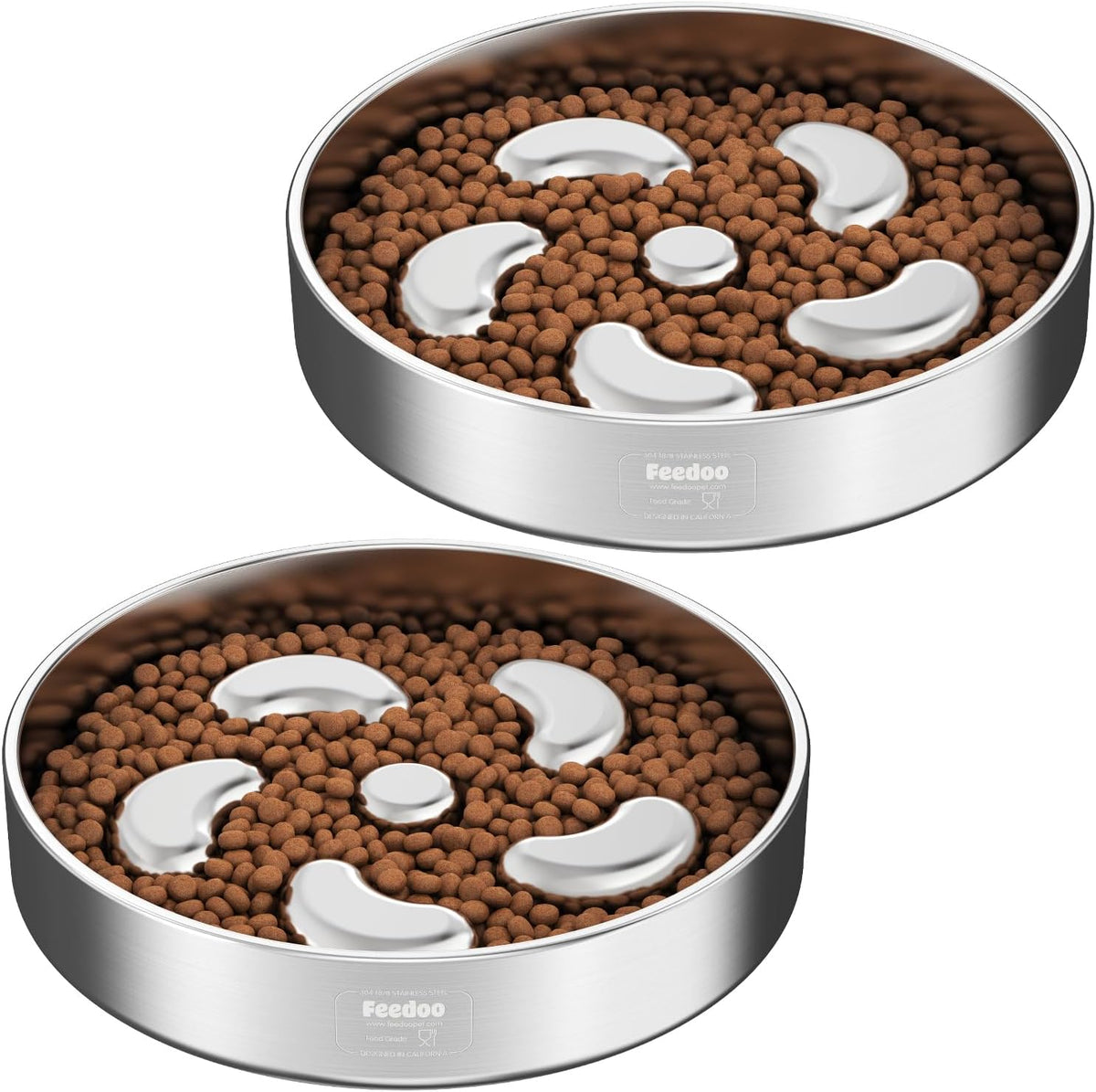 Slow Feeder Dog Bowl-1Cup for Small Puppy, Double-Layer 304 Stainless Steel Puzzle Bowl, Anti-Choking for Fast Eaters, Heavy-Duty Non-Slip Base, Dishwasher Safe