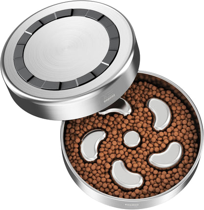 Slow Feeder Dog Bowl-1Cup for Small Puppy, Double-Layer 304 Stainless Steel Puzzle Bowl, Anti-Choking for Fast Eaters, Heavy-Duty Non-Slip Base, Dishwasher Safe