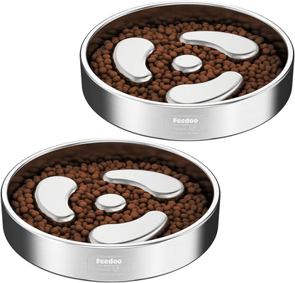 Slow Feeder Dog Bowl-1Cup for Small Puppy, Double-Layer 304 Stainless Steel Puzzle Bowl, Anti-Choking for Fast Eaters, Heavy-Duty Non-Slip Base, Dishwasher Safe