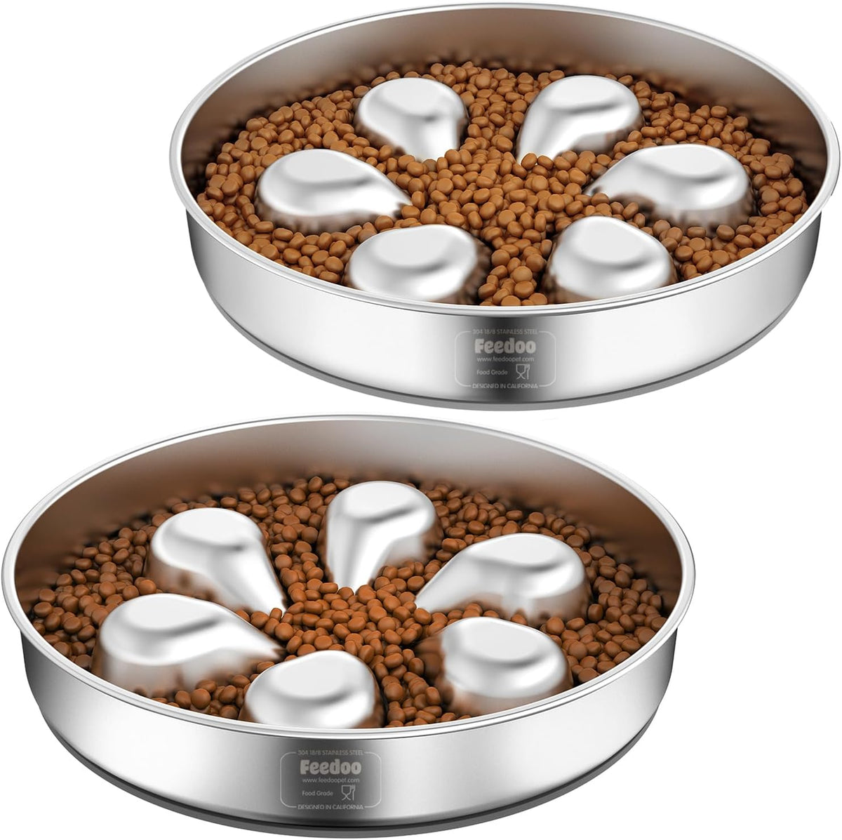 Slow Feeder Dog Bowl-1Cup for Small Puppy, Double-Layer 304 Stainless Steel Puzzle Bowl, Anti-Choking for Fast Eaters, Heavy-Duty Non-Slip Base, Dishwasher Safe