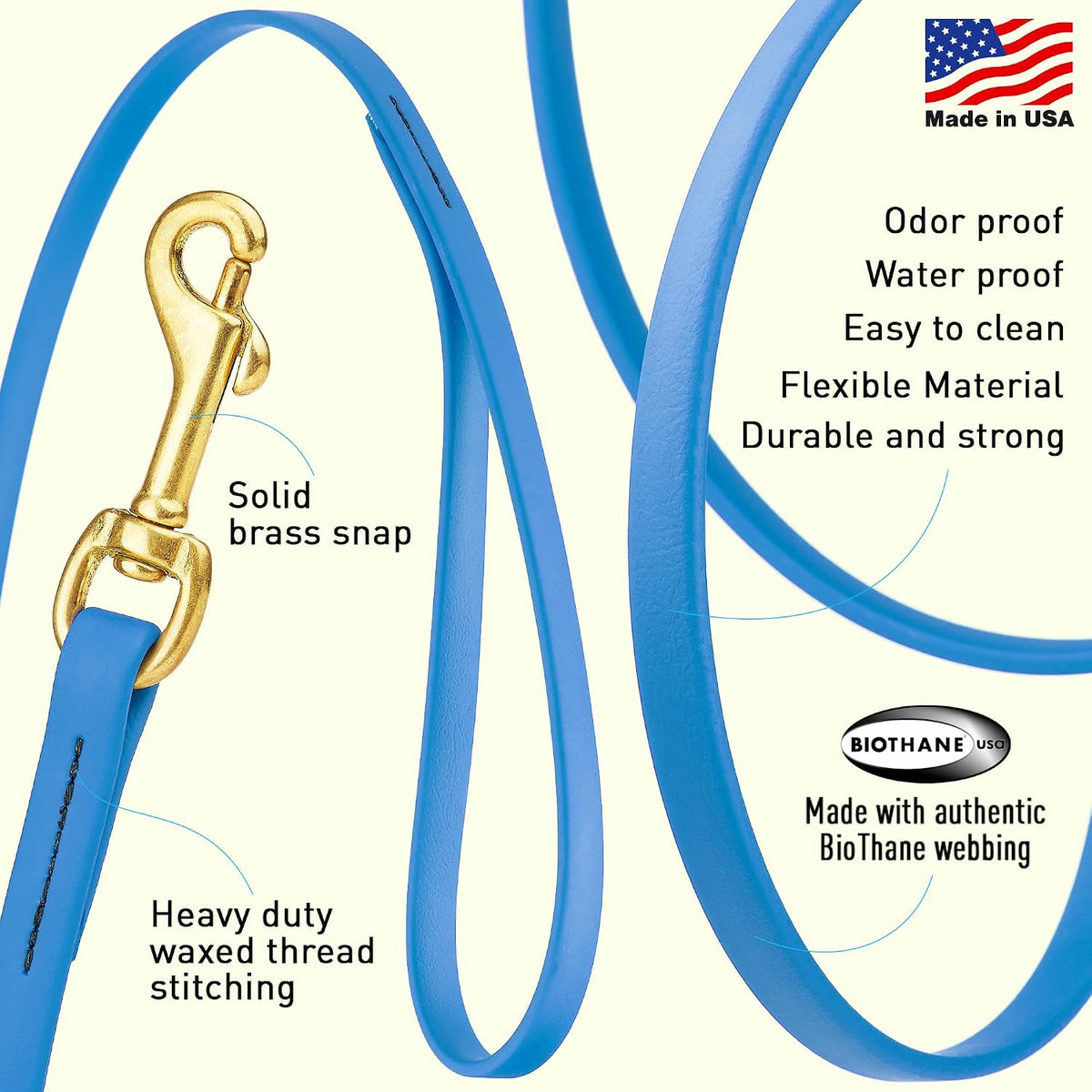 Biothane Working Lead for Dogs 6ft Black - Colors B