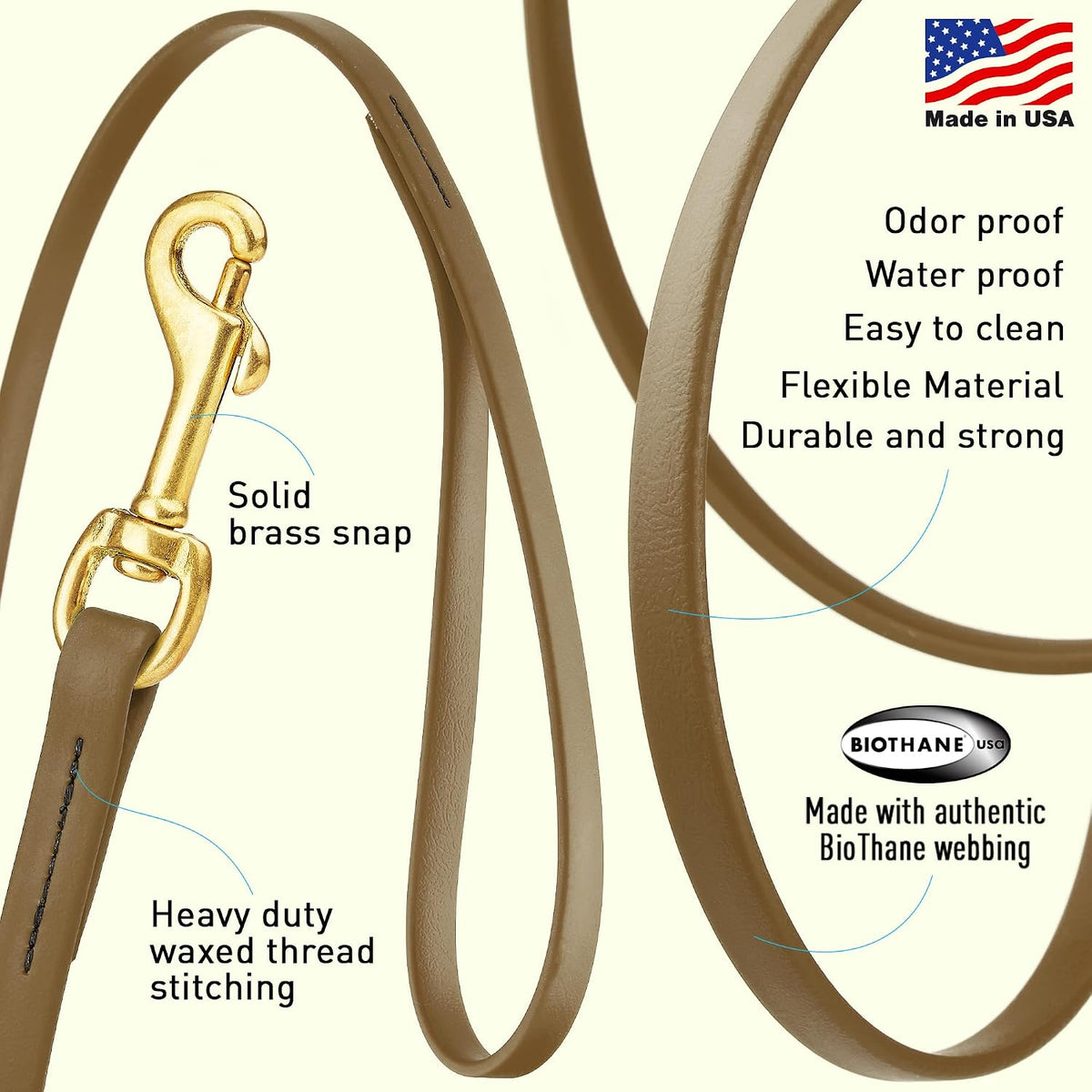 Biothane Working Lead for Dogs 6ft Black - Colors B