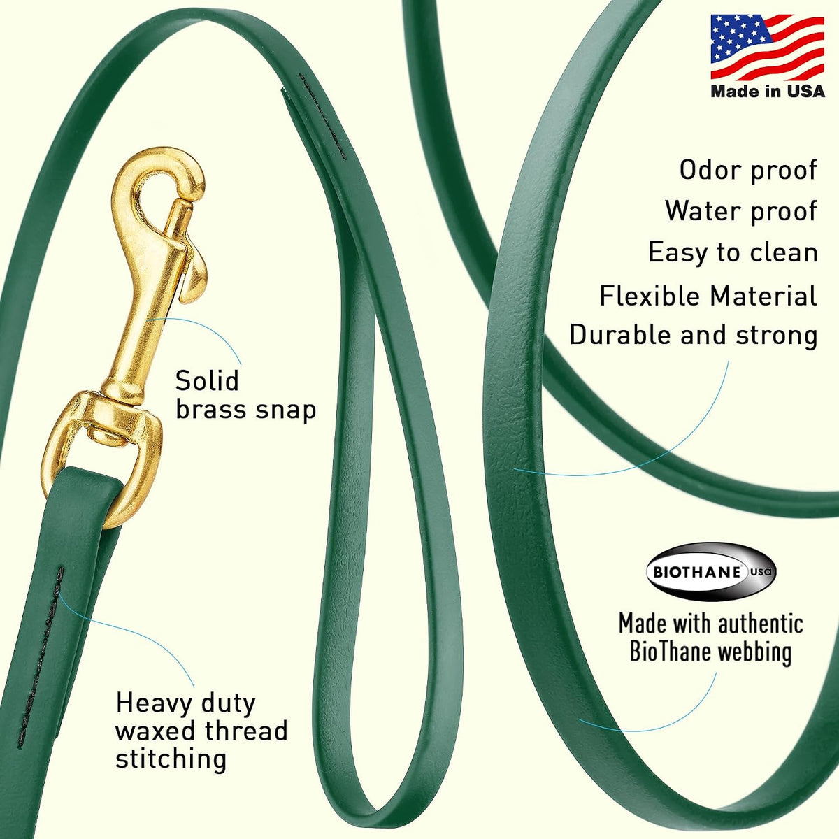 Biothane Working Lead for Dogs 6ft Black - Colors B