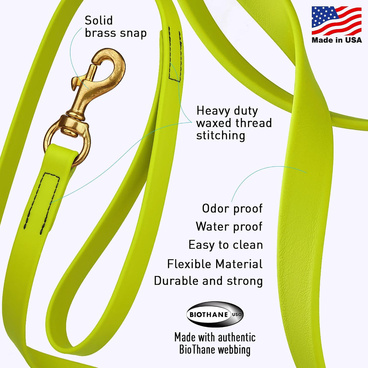 Biothane Working Lead for Dogs 6ft Black - Colors B