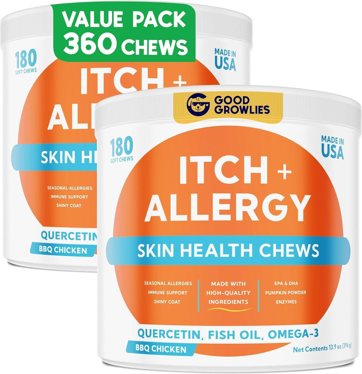 Dog Allergy Relief Chews - Anti-Itch Skin & Coat Supplement with Omega 3