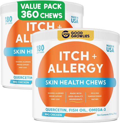 Dog Allergy Relief Chews - Anti-Itch Skin & Coat Supplement with Omega 3