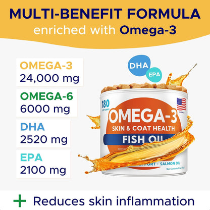 Dog Allergy Relief Chews - Anti-Itch Skin & Coat Supplement with Omega 3