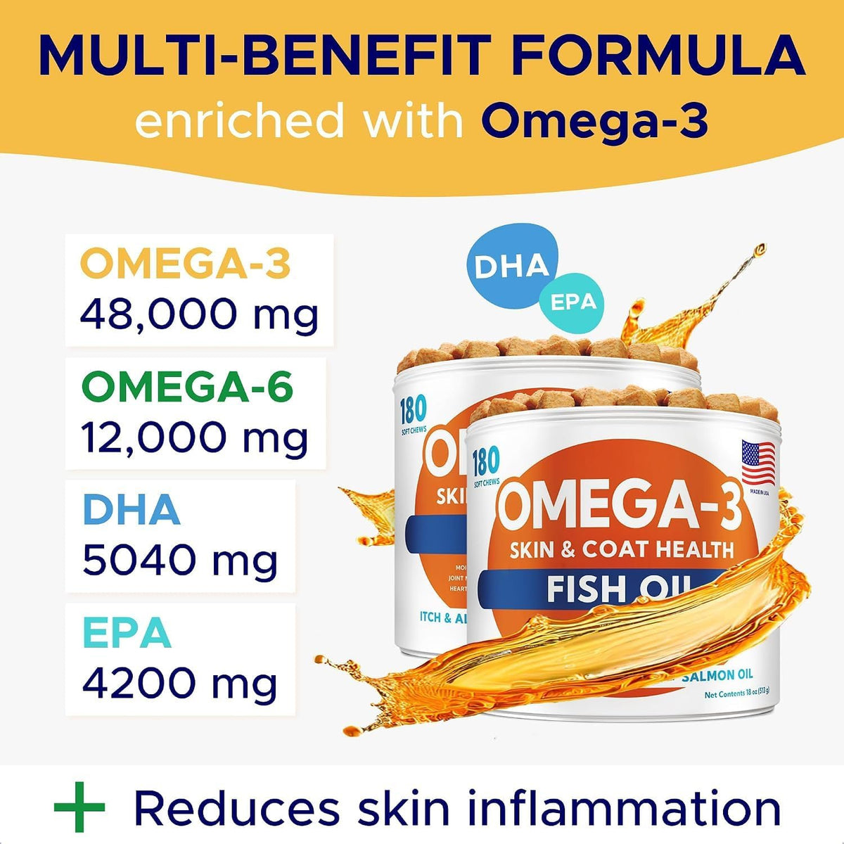 Dog Allergy Relief Chews - Anti-Itch Skin & Coat Supplement with Omega 3