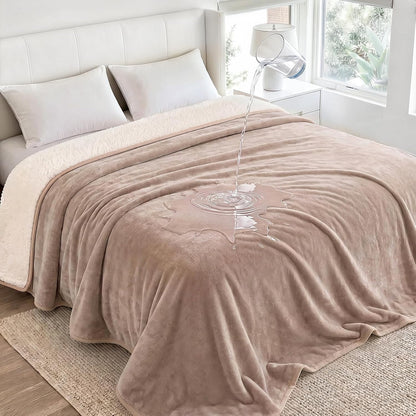Waterproof Pet Blanket, Washable Reversible Sherpa Fleece Throw | Liquid-proof furniture protector for bed and couch, soft reversible sherpa fleece for dogs, cats grey, XS