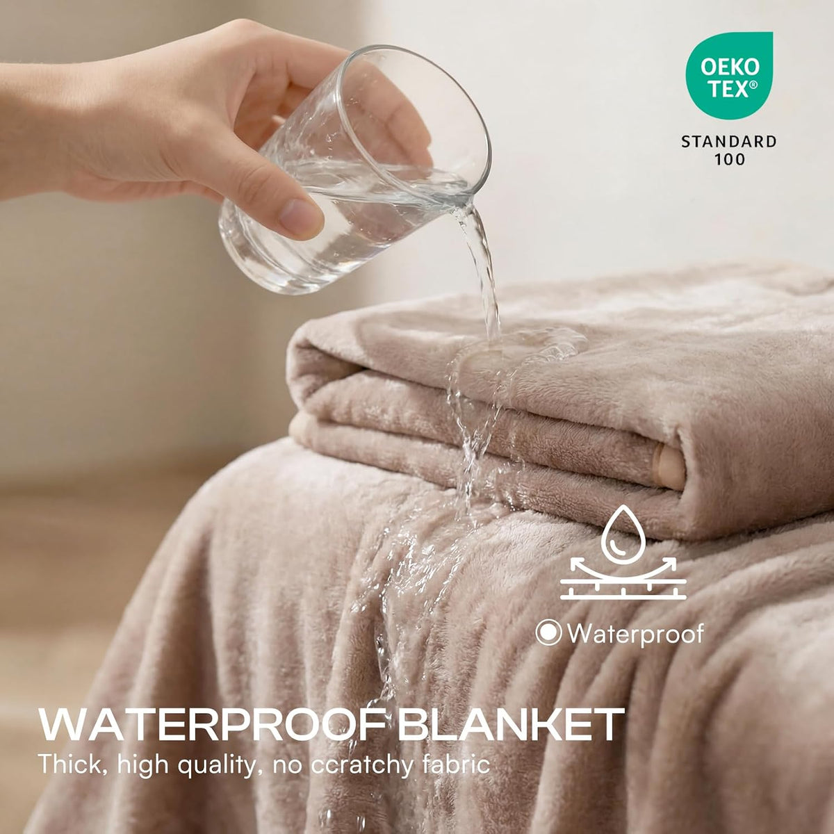 Waterproof Pet Blanket, Washable Reversible Sherpa Fleece Throw | Liquid-proof furniture protector for bed and couch, soft reversible sherpa fleece for dogs, cats grey, XS