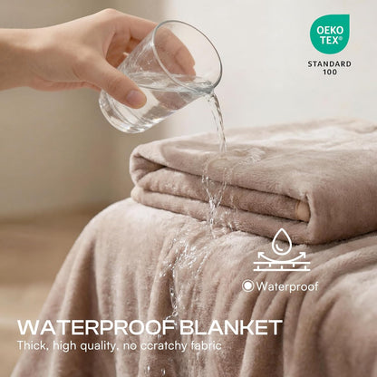 Waterproof Pet Blanket, Washable Reversible Sherpa Fleece Throw | Liquid-proof furniture protector for bed and couch, soft reversible sherpa fleece for dogs, cats grey, XS