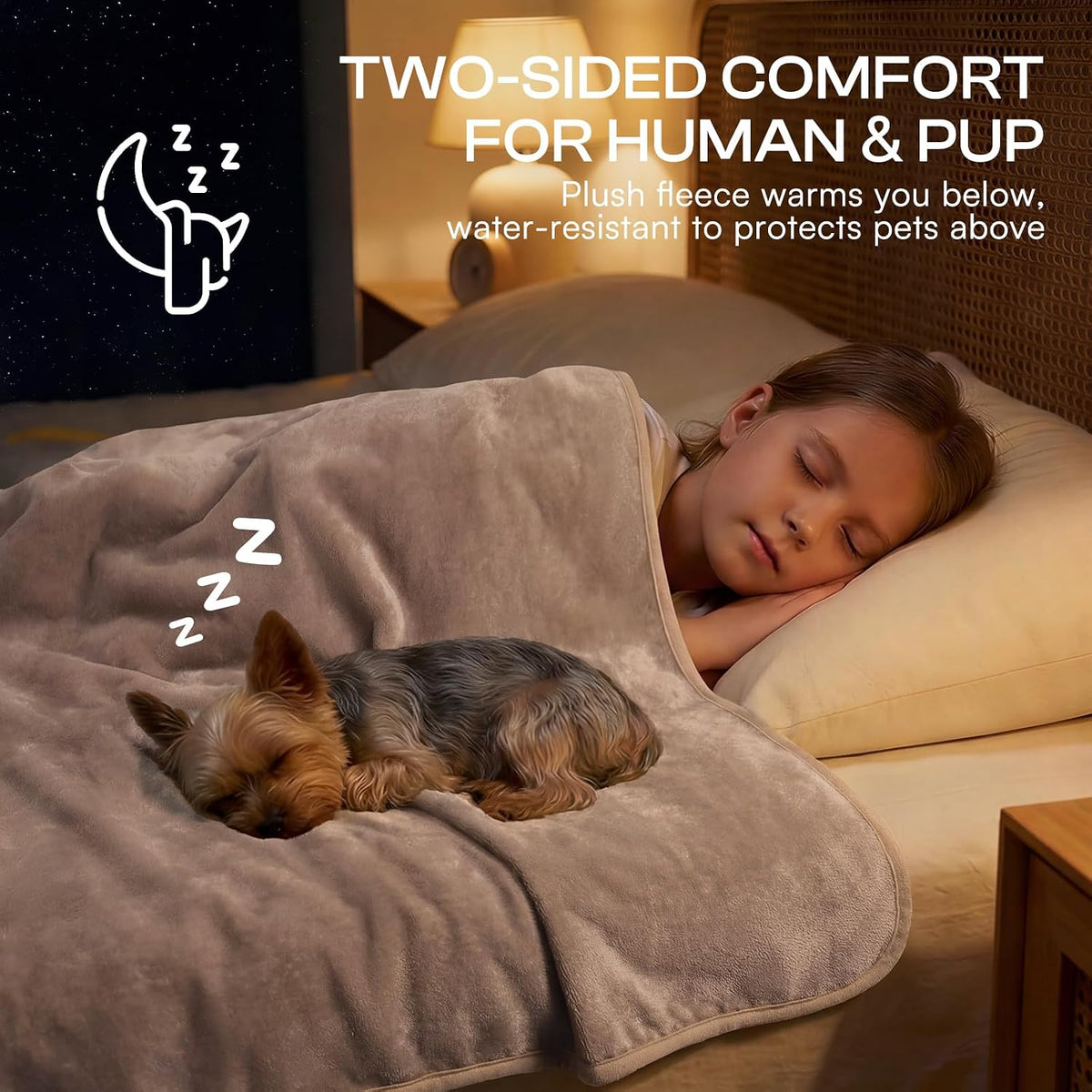 Waterproof Pet Blanket, Washable Reversible Sherpa Fleece Throw | Liquid-proof furniture protector for bed and couch, soft reversible sherpa fleece for dogs, cats grey, XS