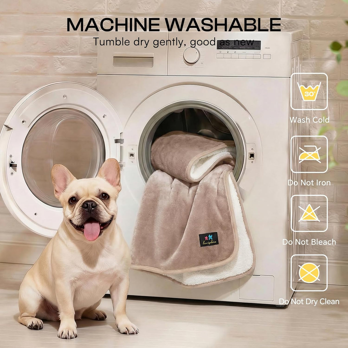 Waterproof Pet Blanket, Washable Reversible Sherpa Fleece Throw | Liquid-proof furniture protector for bed and couch, soft reversible sherpa fleece for dogs, cats grey, XS