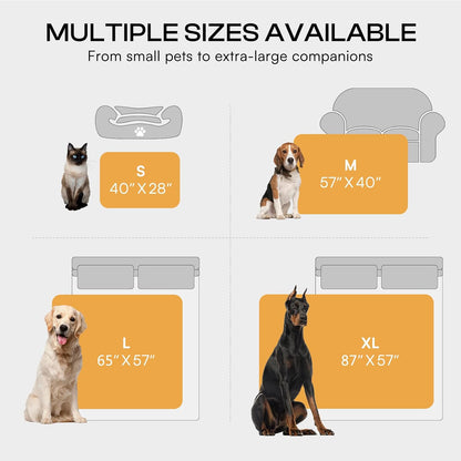 Waterproof Pet Blanket, Washable Reversible Sherpa Fleece Throw | Liquid-proof furniture protector for bed and couch, soft reversible sherpa fleece for dogs, cats grey, XS