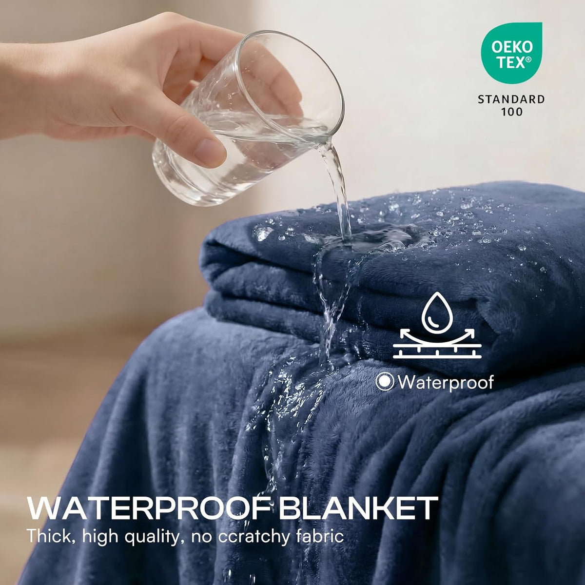 Waterproof Pet Blanket, Washable Reversible Sherpa Fleece Throw | Liquid-proof furniture protector for bed and couch, soft reversible sherpa fleece for dogs, cats grey, XS