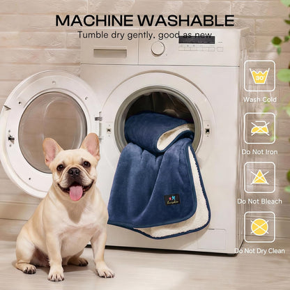Waterproof Pet Blanket, Washable Reversible Sherpa Fleece Throw | Liquid-proof furniture protector for bed and couch, soft reversible sherpa fleece for dogs, cats grey, XS